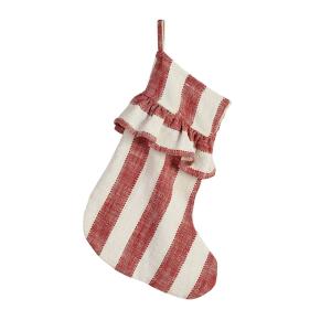 Julestrømpe - Ida Stripe Volang - Hvit/Rød - L43 x B33 cm - www.frokenfraken.se