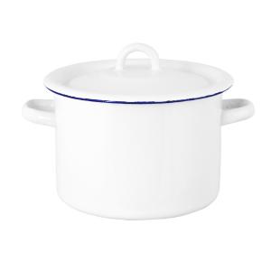 Kastrull - Emils Emalj - 3L - Vit med blå kant - Ø18 x H17,5 cm - www.frokenfraken.se