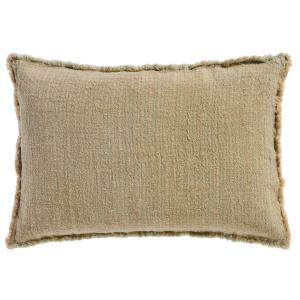 Kuddfodral - natur/grønn med fransar - 40 x 60 cm - www.frokenfraken.se