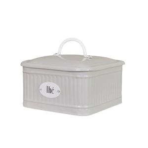Plåtboks - Hugo Te med Fack - Beige - L17 x B17 x D13 cm - www.frokenfraken.se