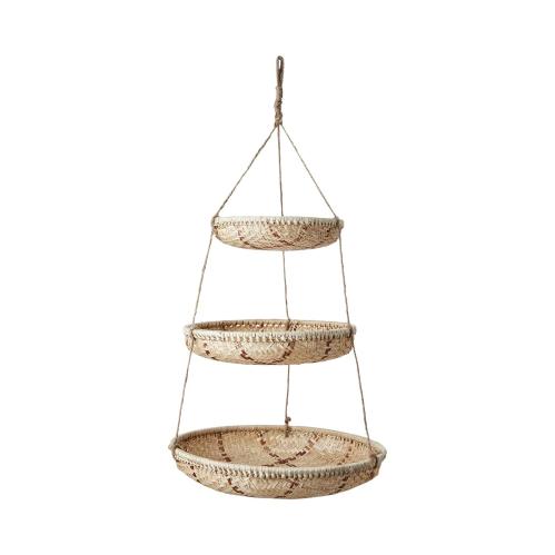 Hengende kurv - 3 etasjer - Natur/Brun - Ø33 x 60 cm - www.frokenfraken.se