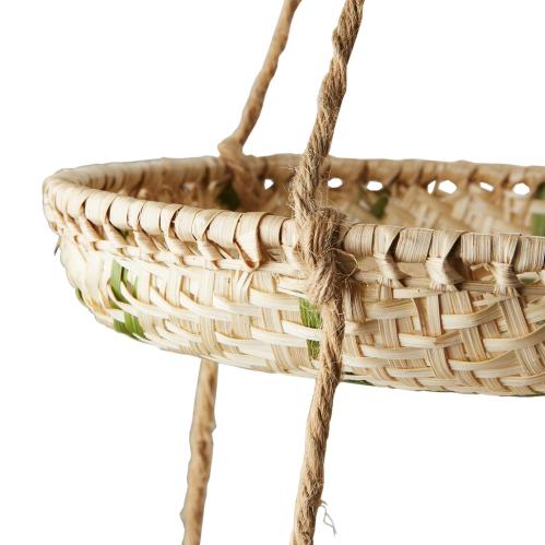 Hengende kurv - 3 etasjer - Natur/grønn - Ø33 x 60 cm - www.frokenfraken.se