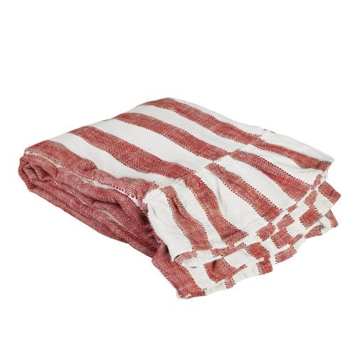 Duk - Ida Stripe - Volangkant - Hvit/Rød - L150 x B250 cm - www.frokenfraken.se