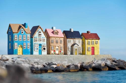 Hus for varmelys - Nyhavn - Blatt gult dor - 20 cm - www.frokenfraken.se