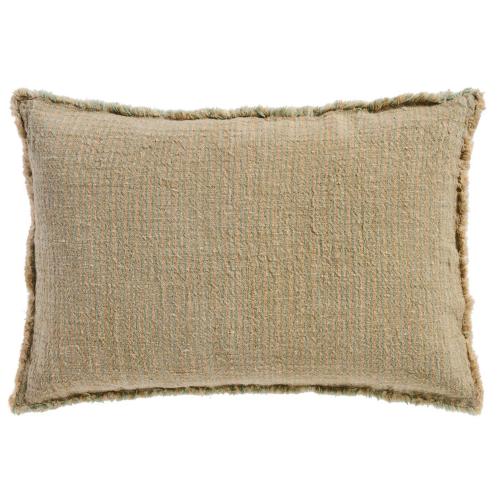Kuddfodral - natur/grønn med fransar - 40 x 60 cm - www.frokenfraken.se