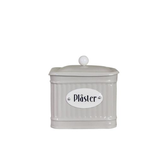 Plåtboks - Hugo Plåster - Beige - L11 x B11 x D8,5 cm - www.frokenfraken.se