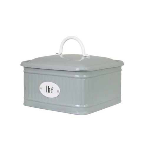 Plåtboks - Hugo Te med Fack - Grønn - L17 x B17 x D13 cm - www.frokenfraken.se