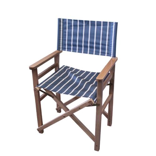 Regissørsstol - August Randig - Hvit - Blå - B56 x H88 x D49,5 cm - www.frokenfraken.se