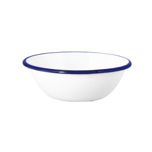 Skål - Emils Emalj Liten /Blå - Vit - Ø16,5 x H5,5 cm - www.frokenfraken.se