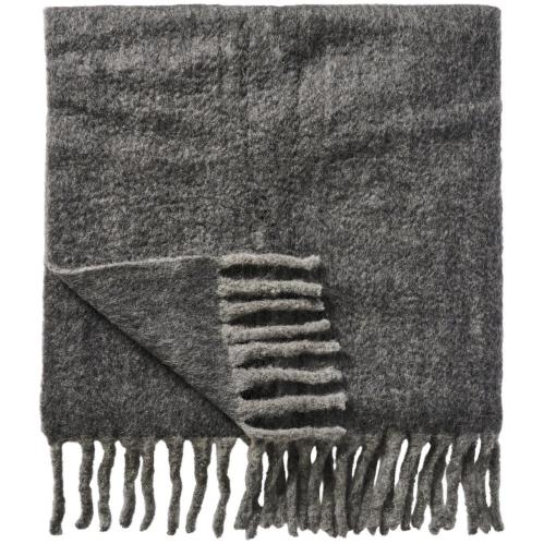 Ullplæd - grå med fransar - 130 x 170 cm - www.frokenfraken.se