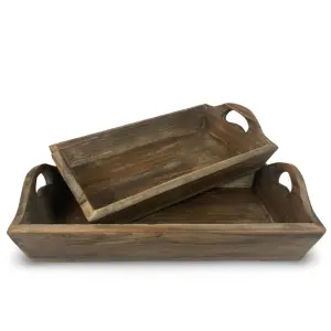 Bricka - Trä Rustik - 2 storlekar - 50 x 44 & 31 x 26 cm - www.frokenfraken.se