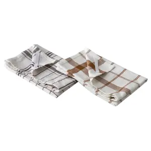 Køkshandduk - 2-pack - Rutig - Natur/brun - natur/beige - 70 x 50 cm - www.frokenfraken.se