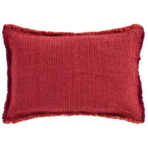 Kuddfodral - rost/bordeaux med fransar - 40 x 60 cm - www.frokenfraken.se