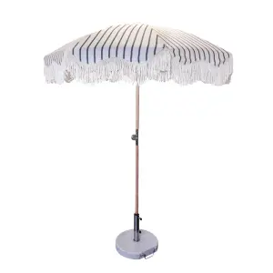Parasoll - Stripet - Offwhite/Blå - Hvit - Ø175 x H220 cm - www.frokenfraken.se