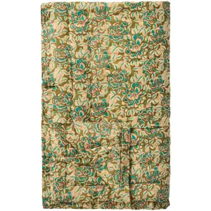 Plæd - blommor med turkosa blad - 130 x 170 cm - www.frokenfraken.se