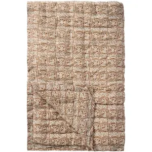 Plæd - brunt løvmønster - 130 x 170 cm - www.frokenfraken.se