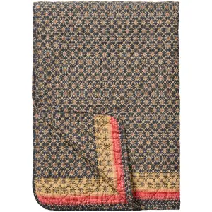 Plæd - blå og naturfærgat mønster - 130 x 180 cm - www.frokenfraken.se