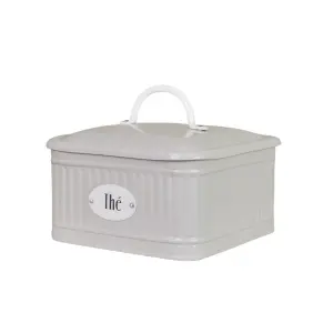 Plåtboks - Hugo Te med Fack - Beige - L17 x B17 x D13 cm - www.frokenfraken.se