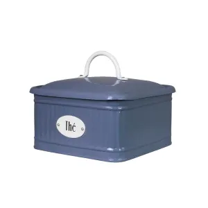 Plåtboks - Hugo Te med Fack - Blå - L17 x B17 x D13 cm - www.frokenfraken.se
