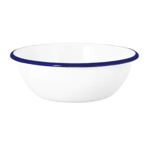 Skål - Emils Emalj Stor /Blå - Vit - Ø20 x H7 cm - www.frokenfraken.se