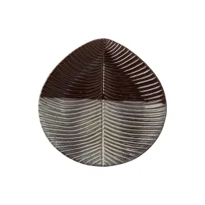 Tallerken - Ville Løv - Brun/elfenben - 20 x 20 x 2 cm - www.frokenfraken.se