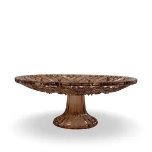 Tårtfat/Kakfat - Glass - Rustbrun - Krystallfølelse - 20,2 x 8,3 cm - www.frokenfraken.se