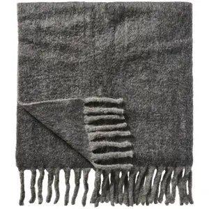 Ullplæd - grå med fransar - 130 x 170 cm - www.frokenfraken.se