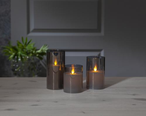 Batterilys - M-Twinkle - Glassholder - Grå - 7.5 x 12,5 cm - www.frokenfraken.se