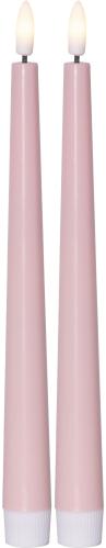 Batterilys - LED - Antikklys - Rosa - 2 pakke - Flamme - 26 cm - Timer - www.frokenfraken.se