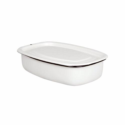 Ugnsform med lokk - Emalje - Krem/Hvit - 1 L - www.frokenfraken.se
