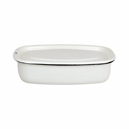 Ugnsform med lokk - Emalje - Krem/Hvit - 1 L - www.frokenfraken.se