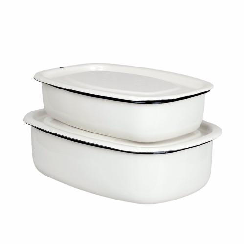 Ugnsform med lokk - Emalje - Krem/Hvit - 1 L - www.frokenfraken.se
