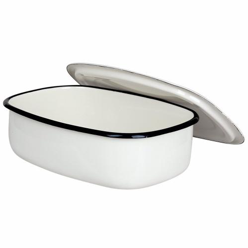 Ugnsform med lokk - Emalje - Krem/Hvit - 1,5 L - www.frokenfraken.se