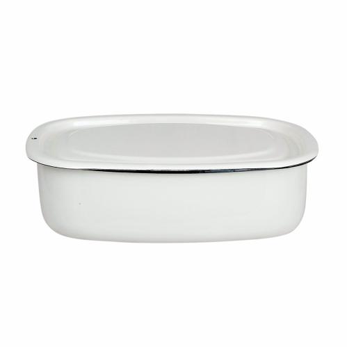 Ugnsform med lokk - Emalje - Krem/Hvit - 1,5 L - www.frokenfraken.se