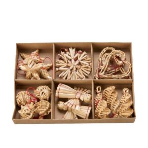 Julekuler – Halmfigurer – 12 stk – 3–6 cm - www.frokenfraken.se