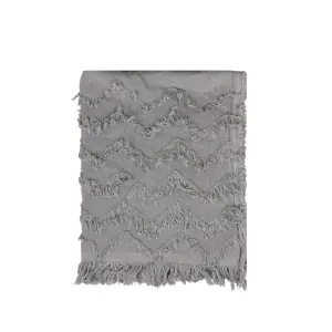 Plaid - Grå med frynser - 152 x 135 cm - www.frokenfraken.se