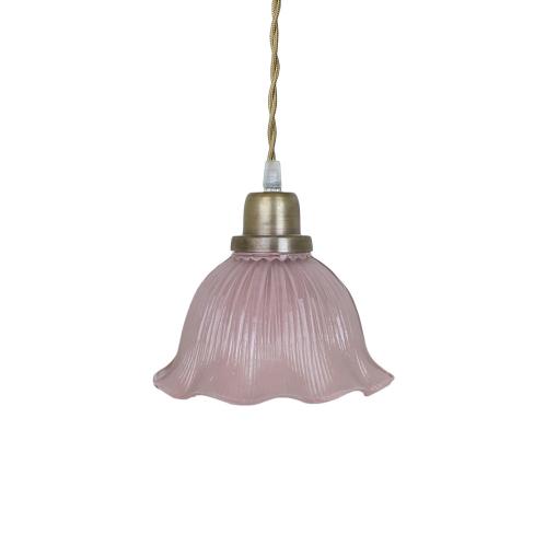 Taklampe Greta Bølgete Rosa/Antikk Messing - Ø 18 x H 17 cm - www.frokenfraken.se