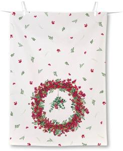 Kjøkkenhåndkle - Berry Wreath Cream - 50 x 70 cm - www.frokenfraken.se