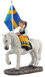 Sverigehästen - Rytterpike i svensk drakt - Stor figur - 33 cm - www.frokenfraken.se