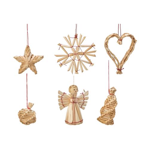 Julekuler – Halmfigurer – 12 stk – 3–6 cm - www.frokenfraken.se