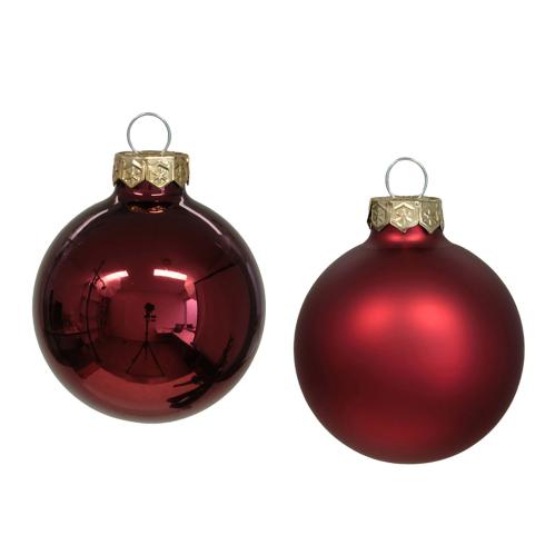 Julkule - Glass - Mørkerød - 6 cm - 30-pakning - www.frokenfraken.se