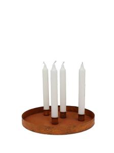 Fet lysestake 4 lys - Rust - Ø26 x 2,5cm - www.frokenfraken.se