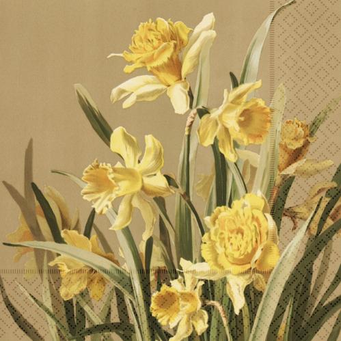 Serviett - Påskeliljer - 33 x 33 cm - www.frokenfraken.se