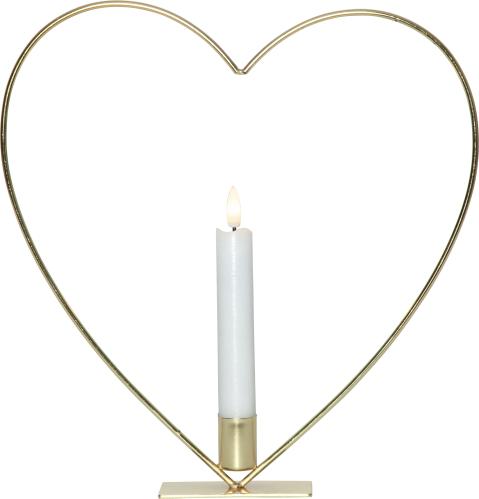 Stående lyssirkel - Hjerte - Messing - Batteridrevet flamme lys - Ø28 cm - www.frokenfraken.se