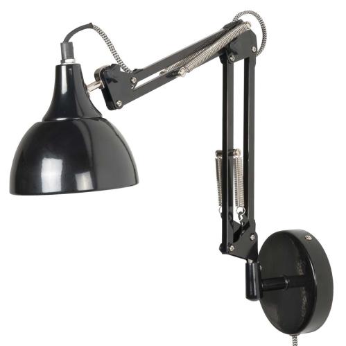 Vegg lampe - Arkitekt - Svart med tekstilledning - www.frokenfraken.se
