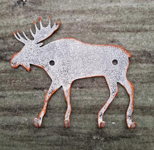 Krok - Elg - Hvit - Metall - 14 x 13 cm - www.frokenfraken.se