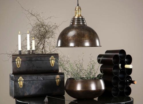 Vinstativ - Metall - Antikk brun - 12 flasker - 40 x 24 cm - www.frokenfraken.se