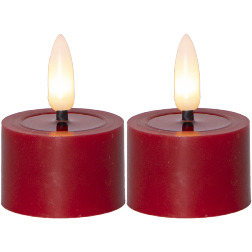 Batterilys - Rød - LED Varmelys - 5 cm - Flamme Flow - 2 stk - www.frokenfraken.se