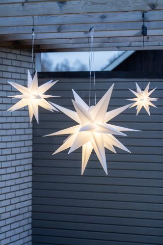 Julstjerne - Frozen Vit - inkludert svart tekstilledning - 100 cm - www.frokenfraken.se