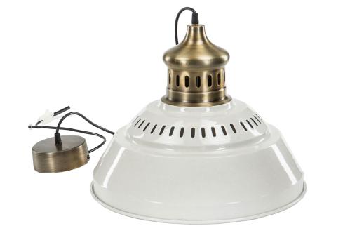 Taklampe - Emalje - Hvit/Messing - 42 cm - www.frokenfraken.se